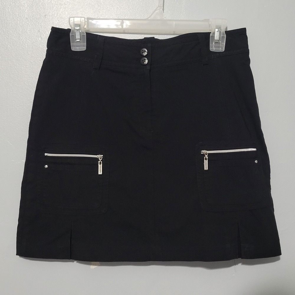 Jamie Sadock Golf Skort Women Size 8 Black Zipper Pockets Activewear Skirt Y2K